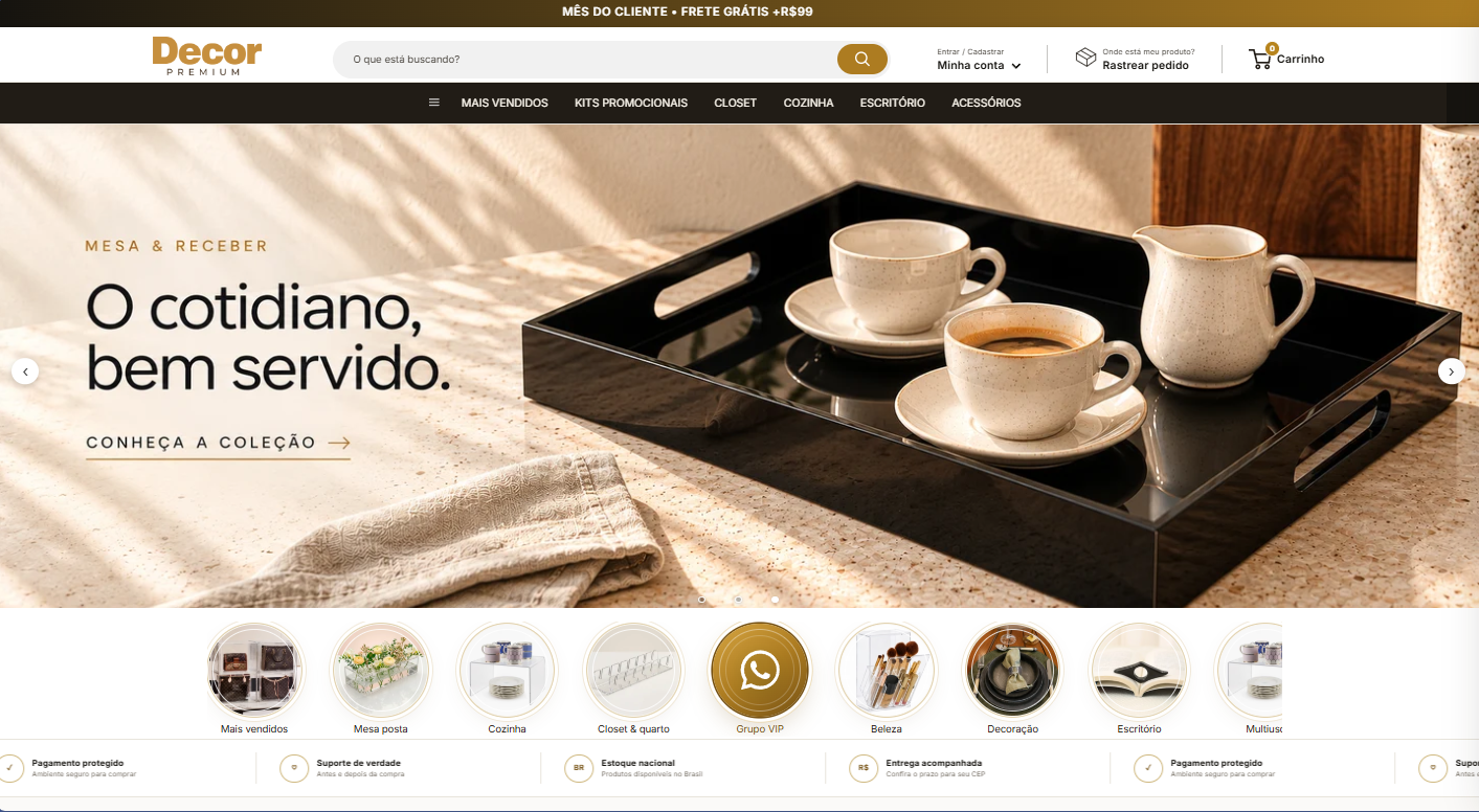 Exemplo da loja Decor Premium na versão para computador